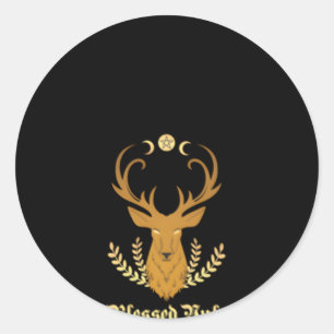 Gezegend Yule Stag Triple Moon Pentacle Pentagram Ronde Sticker