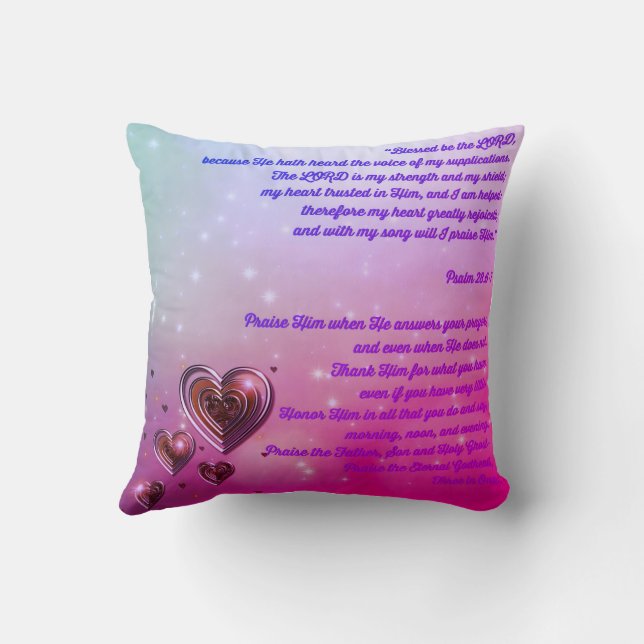 Gezegend zij de Heer Psalm 28:6-7 Kussen (Achterkant)