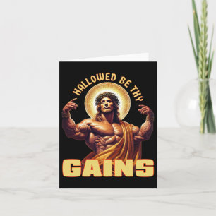 Gezegend zij Uw wint Grappige Gym Jesus Bodybuildi Kaart