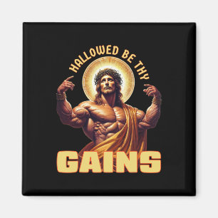 Gezegend zij Uw wint Grappige Gym Jesus Bodybuildi Magneet