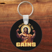Gezegend zij Uw wint Grappige Gym Jesus Bodybuildi Sleutelhanger (Voorkant)
