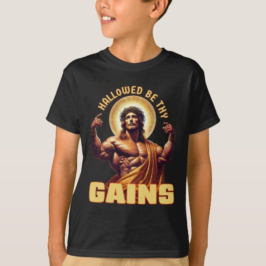 Gezegend zij Uw wint Grappige Gym Jesus Bodybuildi T-shirt (Voorkant)