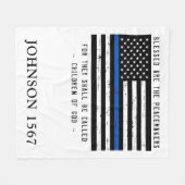 Gezegend zijn de Peacemakers Politie dunne blauwe  Fleece Deken (Voorkant (Horizontaal))