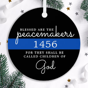 Gezegend zijn de politie van Peacemakers Blue Line Metalen Ornament