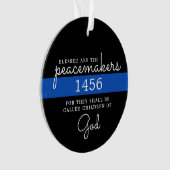 Gezegend zijn de politie van Peacemakers Blue Line Ornament (voorkant)