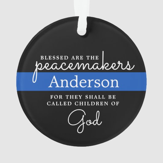 Gezegend zijn de politie van Peacemakers Blue Line Ornament (achterkant)