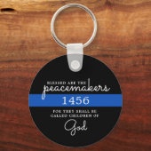Gezegend zijn de politie van Peacemakers Blue Line Sleutelhanger (Voorkant)
