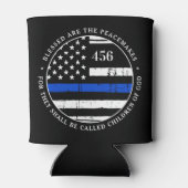 Gezegend zijn de vredeshandhavers gepersonaliseerd blikjeskoeler (Achterkant)