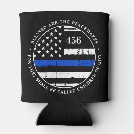 Gezegend zijn de vredeshandhavers gepersonaliseerd blikjeskoeler (Achterkant)