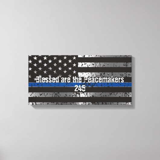 Gezegend zijn de Vredestichters met Badge Nummer Canvas Afdruk (Voorkant)