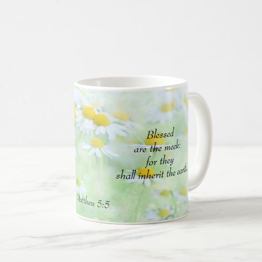 Gezegend zijn de zachtmoedigen (Mattheüs 5:5) Koffiemok (Voorkant rechts)