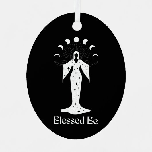 Gezegend zijn kosmische maanfasen hekserig metalen ornament (Voorkant)