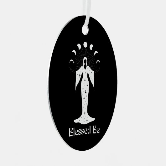 Gezegend zijn kosmische maanfasen hekserig metalen ornament (Voorkant Rechts)