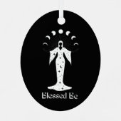 Gezegend zijn kosmische maanfasen hekserig metalen ornament (Achterkant)