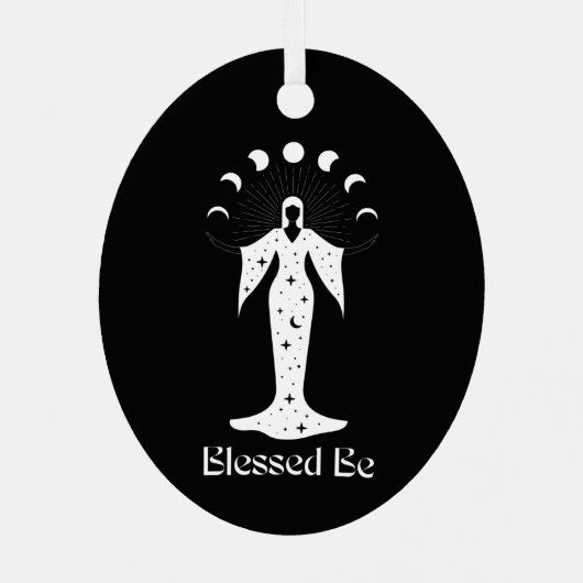 Gezegend zijn kosmische maanfasen hekserig metalen ornament (Achterkant)