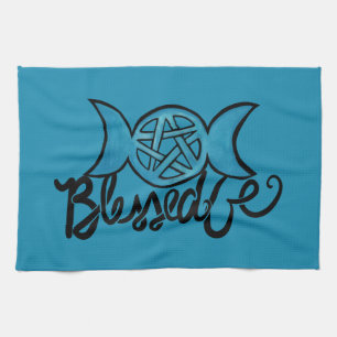 Gezegend zijn Pagan Triple Moon Pentagram Theedoek