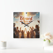 Gezegend zijn zij die geloven vierkante klok (Huis)