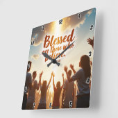 Gezegend zijn zij die geloven vierkante klok (Hoek)