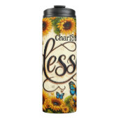 Gezegend: Zonnebloemen en Vlinders Stralen Thermosbeker (Voorkant)