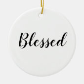 Gezegend zwart wit aangepast script schattig Kerst Keramisch Ornament (Voorkant)