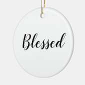 Gezegend zwart wit aangepast script schattig Kerst Keramisch Ornament (Links)