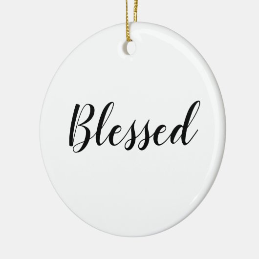 Gezegend zwart wit aangepast script schattig Kerst Keramisch Ornament (Links)