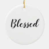 Gezegend zwart wit aangepast script schattig Kerst Keramisch Ornament (Achterkant)