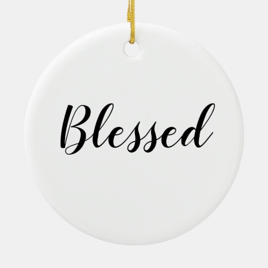 Gezegend zwart wit aangepast script schattig Kerst Keramisch Ornament (Achterkant)