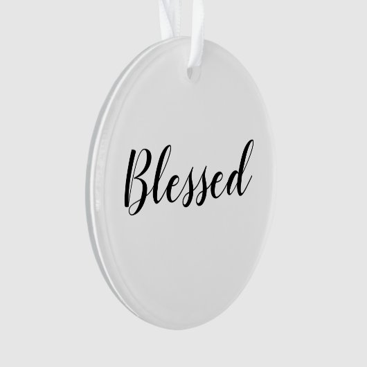 Gezegend zwart wit aangepast script schattig Kerst Ornament (voorkant)