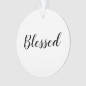 Gezegend zwart wit aangepast script schattig Kerst Ornament (voorkant)