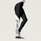 Gezegend. Zwart wit modern script Christelijk Leggings (Rechts)