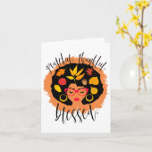 Gezegende Afro-Amerikaanse Thanksgiving Zwarte Vro Kaart (Gele Bloem)