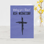Gezegende Ash Woensdag Zwarte Kruis op Paars Kaart (Gele Bloem)