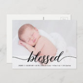 Gezegende baby geboorte aankondiging script dank u briefkaart (Voorkant / Achterkant)