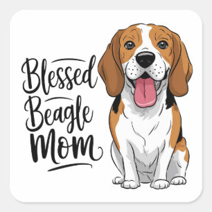 Gezegende Beagle Moeder Mooie Cartoon Puppy Hond L Vierkante Sticker