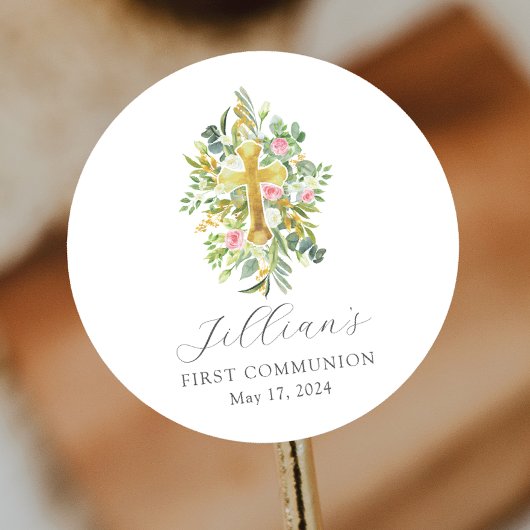 Gezegende Beginnings Eerste Communie Ronde Sticker