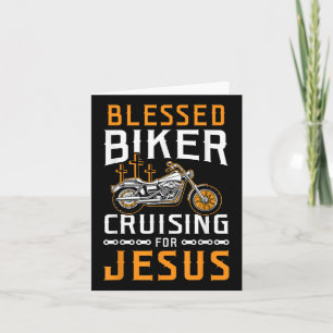 Gezegende Biker Cruising Voor Jezus Christelijke M Kaart