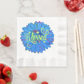 Gezegende Blauwe Zonnebloem met Glitter Servet (Insitu)