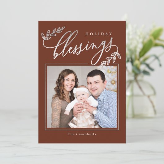 Gezegende Branch Vakantie Fotokaart Feestdagenkaart (Staand voorkant)