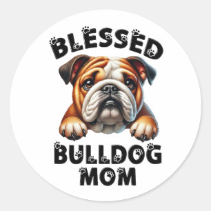 Gezegende Bulldog Moeder Liefde voor Cute Hond Ronde Sticker