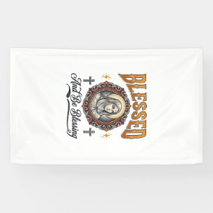 Gezegende christelijke vintage gravure T-shirt ont Spandoek
