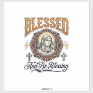 Gezegende christelijke vintage gravure T-shirt ont Sticker