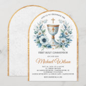 Gezegende Dag Eerste Heilige Communie Bloemen Kaart (Voorkant / Achterkant)