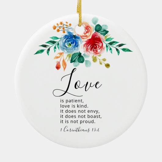 Gezegende Dag Roze Blauw Bloemen Bijbel Verse Brui Keramisch Ornament (Achterkant)