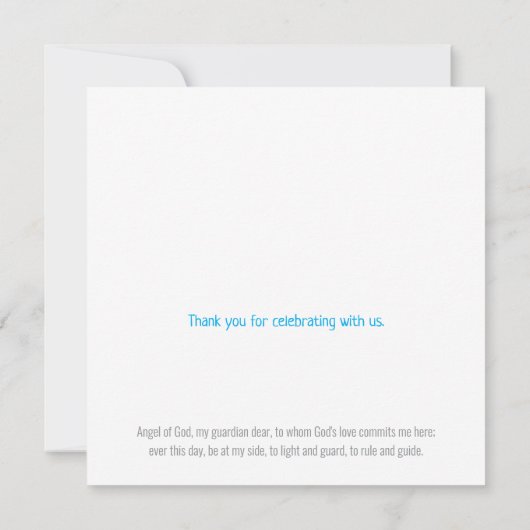 Gezegende doop Dank u, platte Kaart (Achterkant)