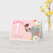 Gezegende eerste verjaardag kaart (Gele Bloem)