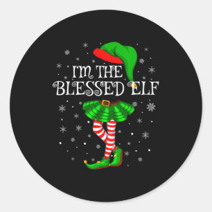 Gezegende Elf Kerst Overeenkomende Familie Vrouwen Ronde Sticker