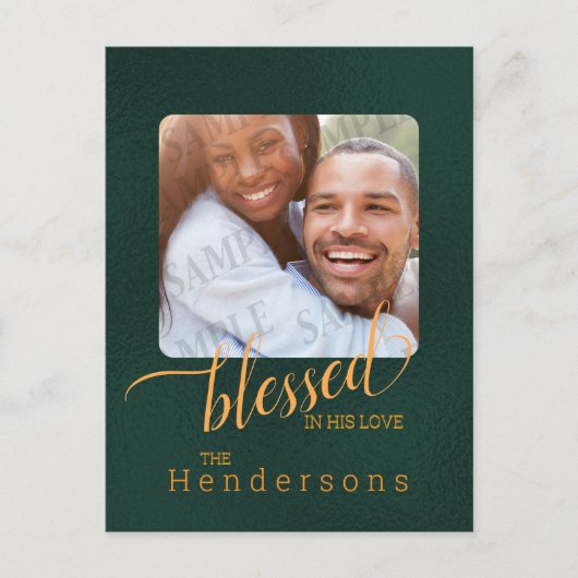 Gezegende Emerald Green Family Custom Photo Briefkaart (Voorkant)