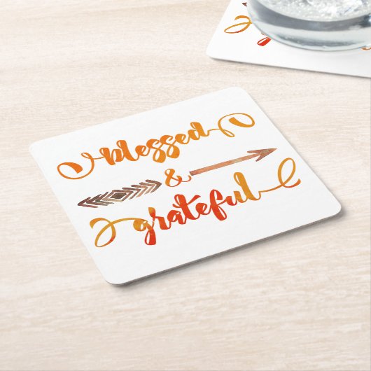 gezegende en dankbaar Thanksgiving Kartonnen Onderzetters (Schuin)