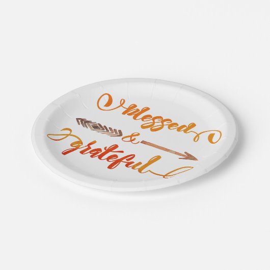 gezegende en dankbaar Thanksgiving Papieren Bordje (Gekanteld)